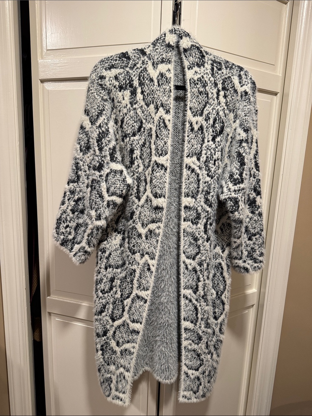 Coco + Carmen Animal Print Fuzzy Open-Front Cardigan